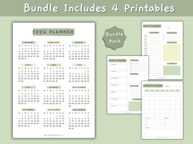 Daily Planner, Weekly Planner, Monthly Planner Printable PACK! - Image 2