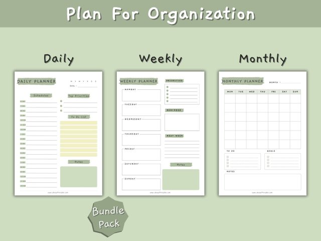 Daily Planner, Weekly Planner, Monthly Planner Printable PACK! - Image 3