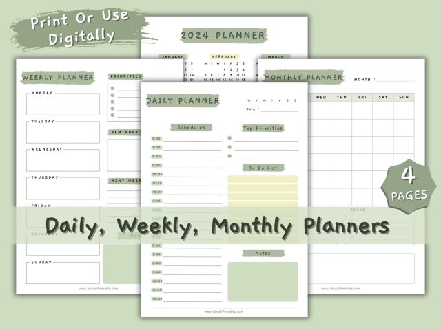 Daily Planner, Weekly Planner, Monthly Planner Printable PACK!