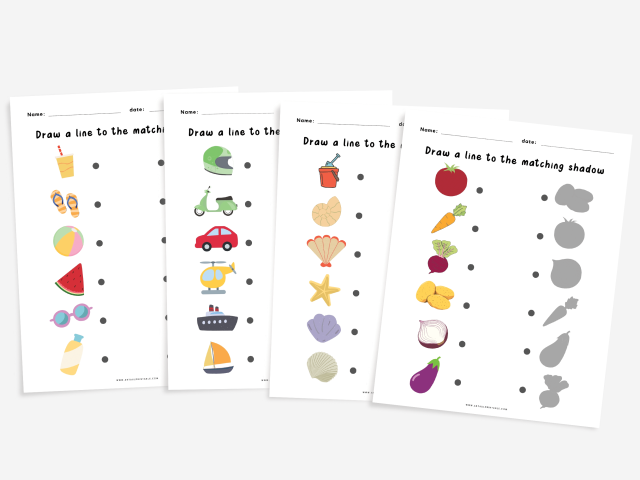 20 Printable Shadow Matching Worksheets, Match the Picture - Image 2