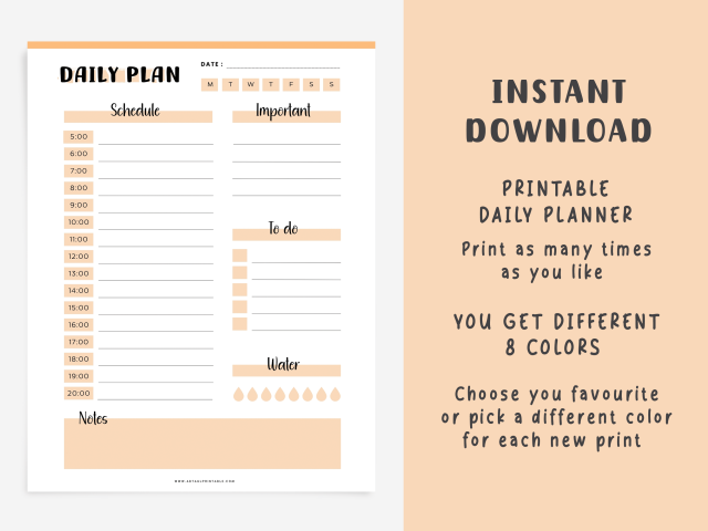 Printable Daily Planner, Instant Digital Download - Image 2