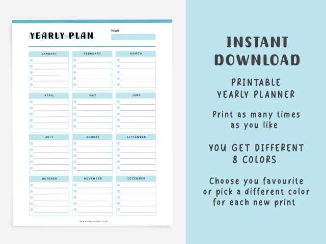 Printable Yearly Planner, Instant Digital Download - Image 2