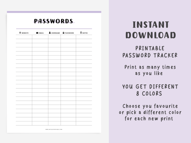 Printable Password Tracker, Simple Password Organizer - Image 2