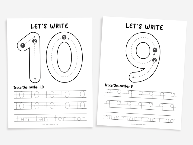 20 Number Tracing Worksheets, preschool worksheets - Image 3