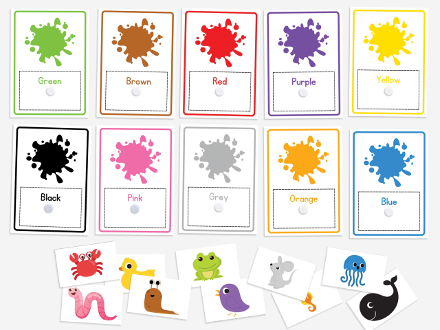 Color Activity with Animals, Color Matching Worksheet for Toddlers - Image 2