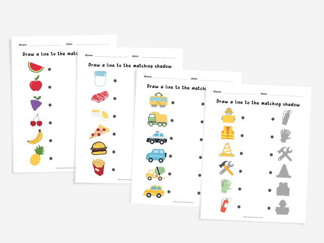 20 Printable Shadow Matching Worksheets, Match the Picture - Image 3