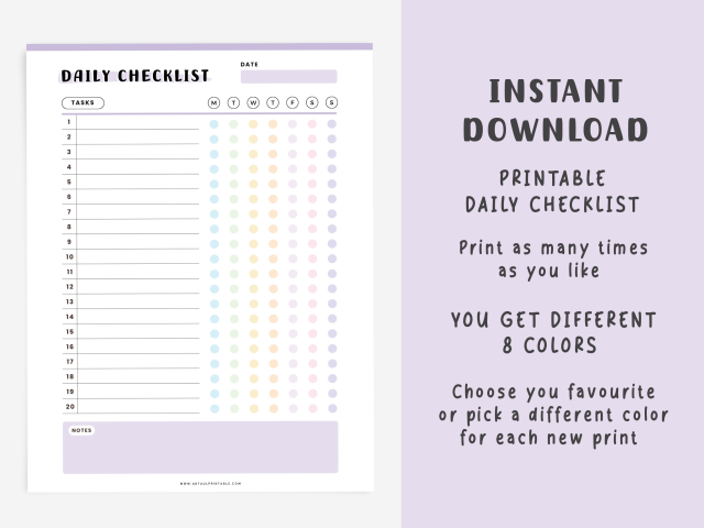 Printable Daily Checklist, Daily Task Planner Template - Image 2