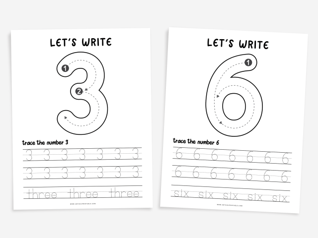 20 Number Tracing Worksheets, preschool worksheets - Image 2