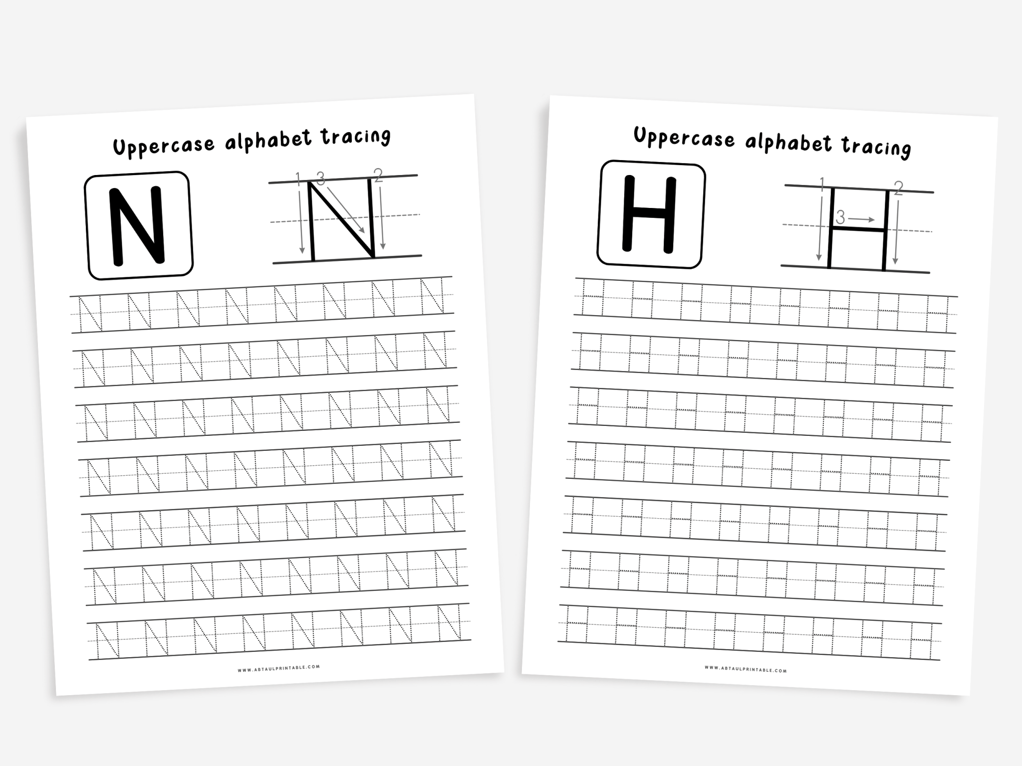 26 Printable Uppercase Alphabet Tracing Worksheets
