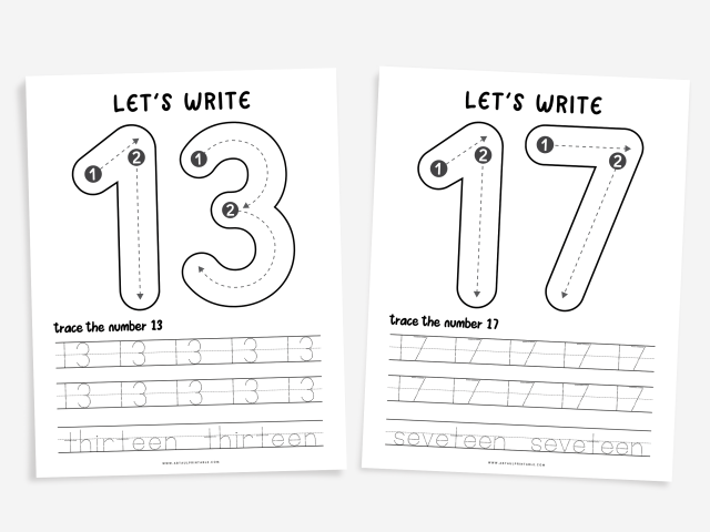 20 Number Tracing Worksheets, preschool worksheets - Image 4