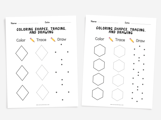 14 worksheets for color, tracing, and drawing shapes - Image 3