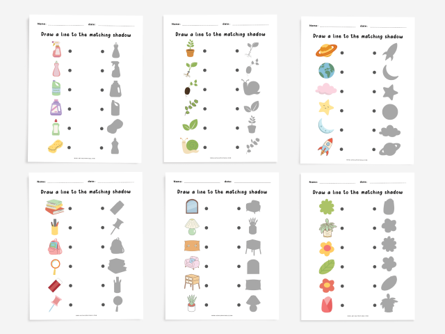 20 Printable Shadow Matching Worksheets, Match the Picture - Image 4