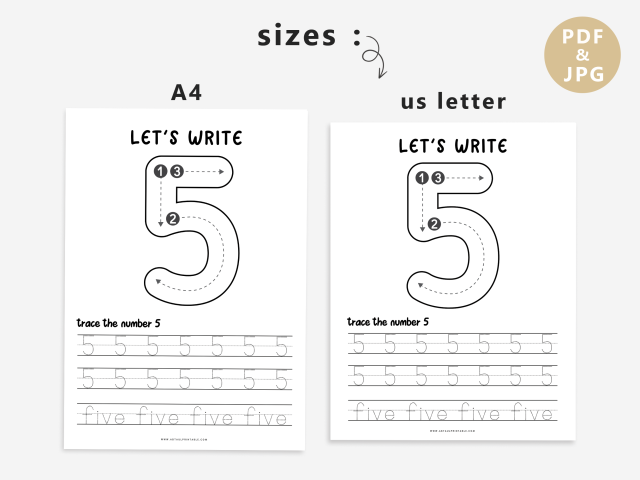 20 Number Tracing Worksheets, preschool worksheets - Image 5