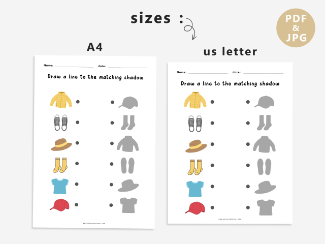 20 Printable Shadow Matching Worksheets, Match the Picture - Image 5