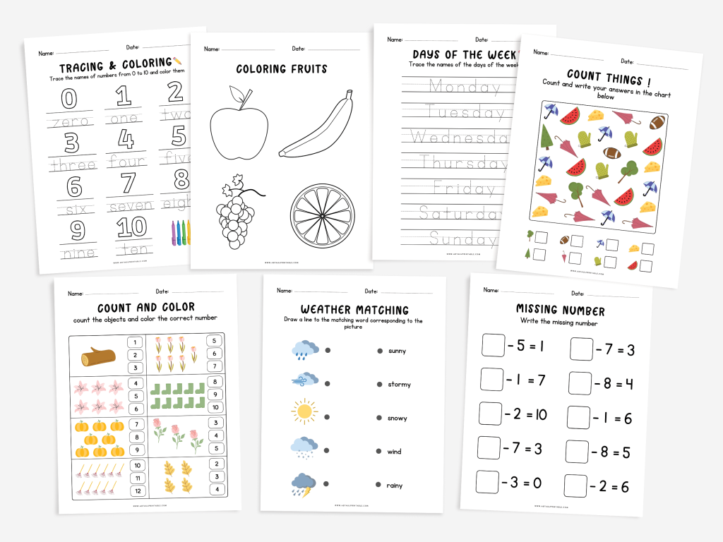 Printable preschool worksheets, Alphabet, Numbers, and More!