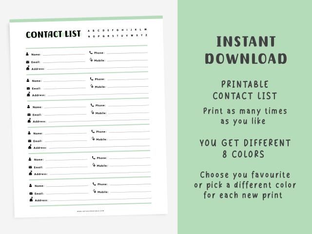 Printable Contact List, Enhance Your Planner Organization! - Image 2