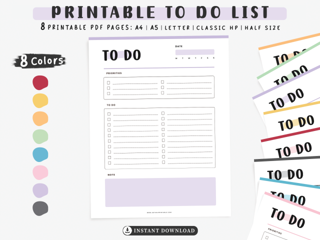 Printable To Do List | Daily, weekly to-do planner, organizer list