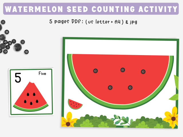 Watermelon Seed Counting Activity, Learn To count 1 To 20