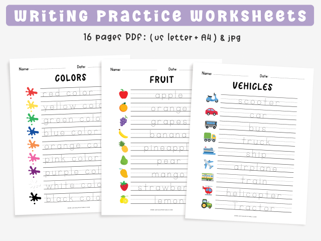 Writing practice worksheets, Handwriting Practice