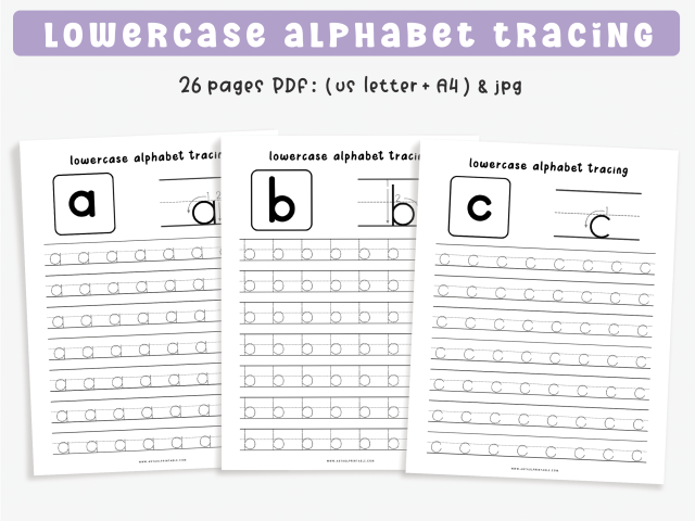 26 Printable Lowercase Alphabet Tracing Worksheets