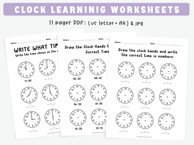 Clock Learning Worksheets - Fun Analog & Digital Time Activities for Kids