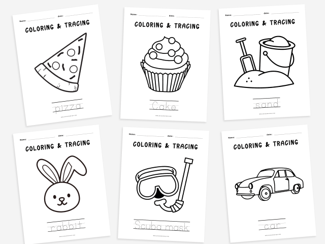 31 Printable Coloring Pages with Word Tracing, Educational Fun - Image 2