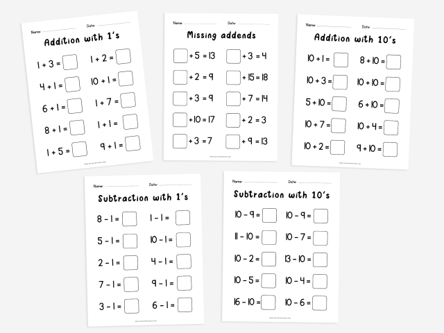 40 Printable Math Worksheets, Addition And Subtraction - Image 2