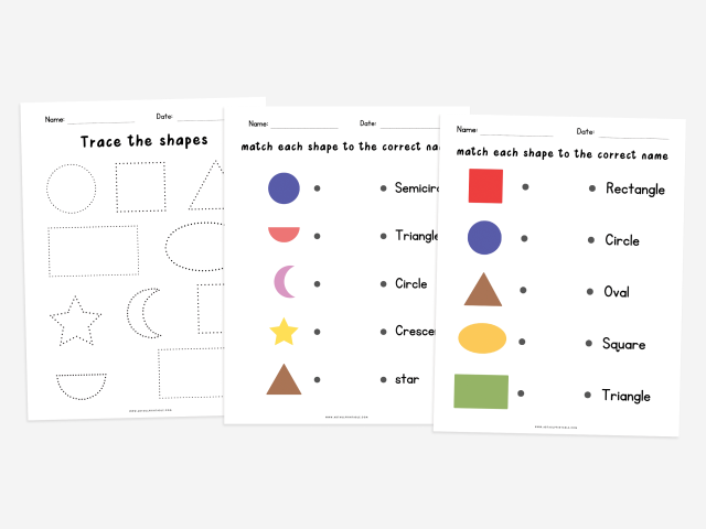 Basic Shapes Worksheets for Kindergarten, Shape matching game - Image 2