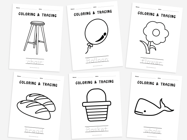 31 Printable Coloring Pages with Word Tracing, Educational Fun - Image 3