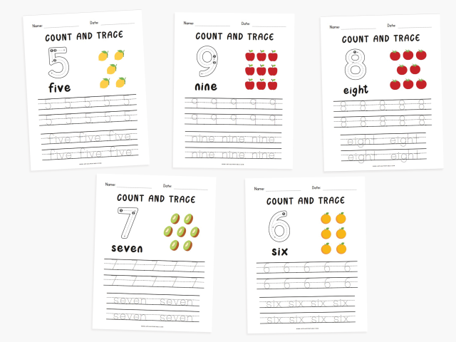 Number Tracing Worksheets for Kids, Practice Numbers 1-10 - Image 3