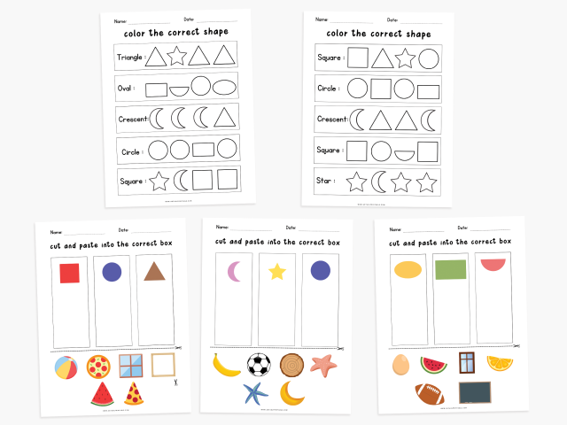 Basic Shapes Worksheets for Kindergarten, Shape matching game - Image 3