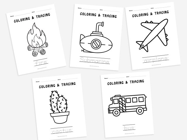 31 Printable Coloring Pages with Word Tracing, Educational Fun - Image 5