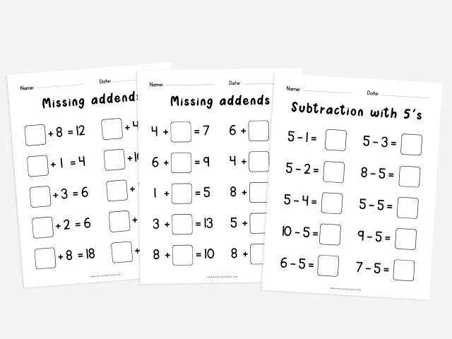 40 Printable Math Worksheets, Addition And Subtraction - Image 4