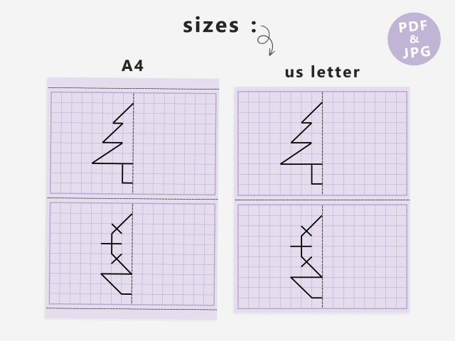 30 Printable Symmetrical Grid Drawing Puzzle Cards, Children's Activity - Image 5