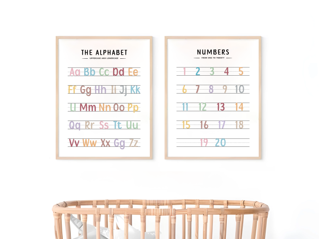 Printable Kids Learning Posters, Numbers 1-20 & Alphabet Wall Art - Image 3