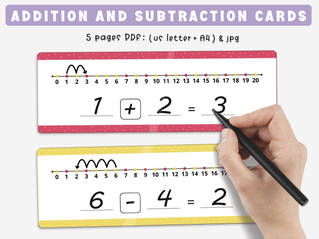 Educational Cards Game for Addition and Subtraction