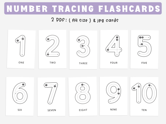 Printable Number Tracing Cards 0-10 | Fun Learning for Kids