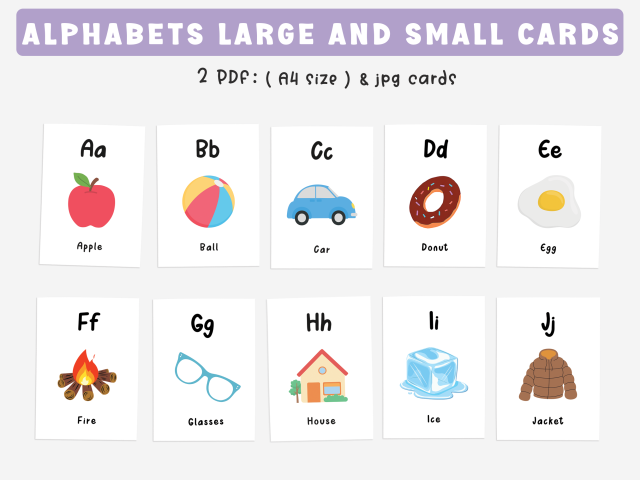 Alphabet Flashcards Printable, ABC Flashcards, Preschool Letters