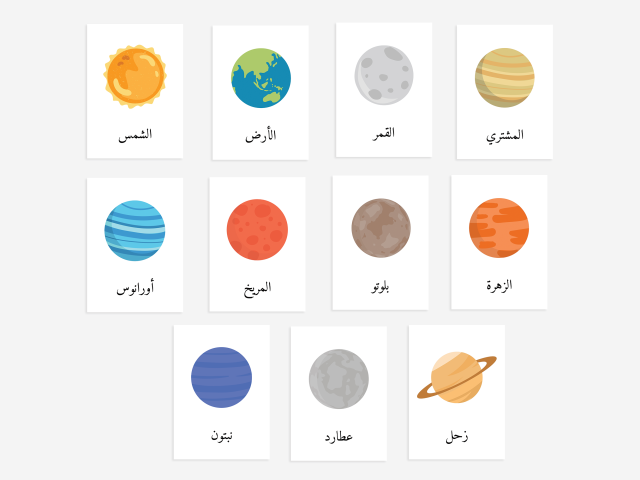 Educational Arabic Planet Cards, Learn Planets in Arabic - Image 2