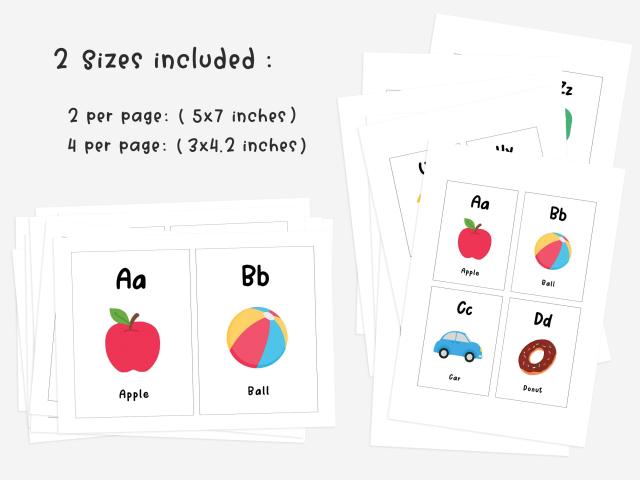 Alphabet Flashcards Printable, ABC Flashcards, Preschool Letters - Image 2