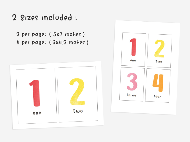 Numbers Flash Cards, Printable Preschool Counting Flashcards 1-10 - Image 2