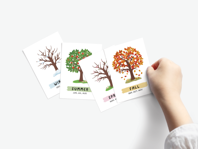 Printable Four Seasons Flashcards for Kids, Educational Cards - Image 3