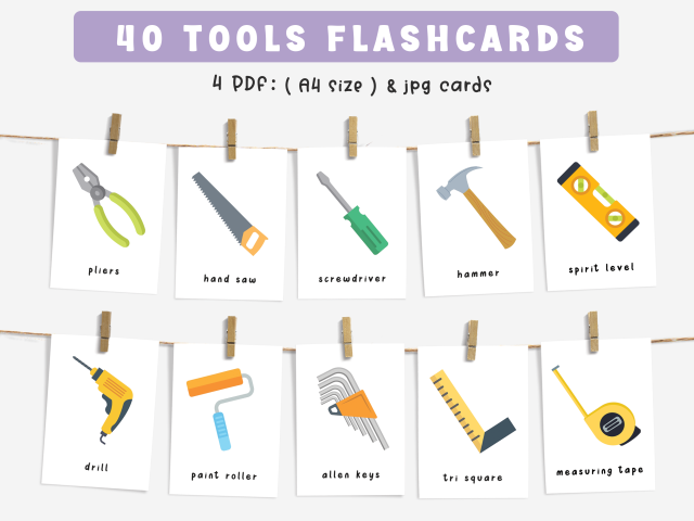 Tools Printable Flashcards, Fun & Interactive Tool Flashcards