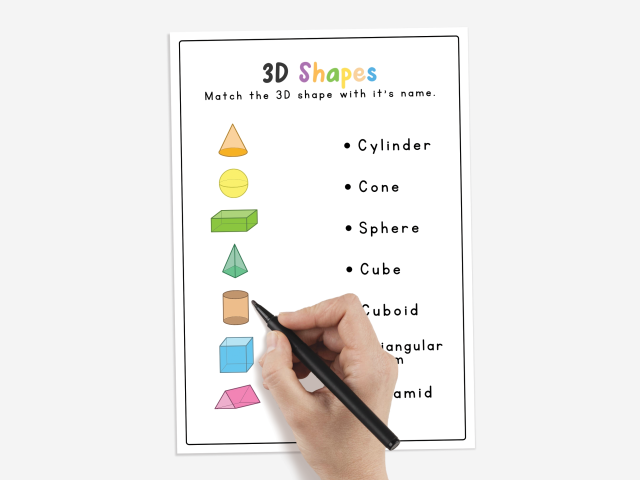 3D Shape Matching and Tracing Worksheets for Early Learners - Image 3