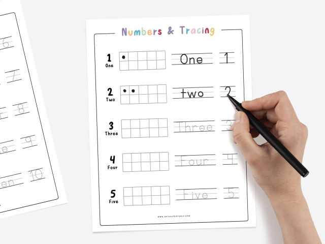 Number Writing Practice Worksheets for Toddlers, Numbers and Counting - Image 2