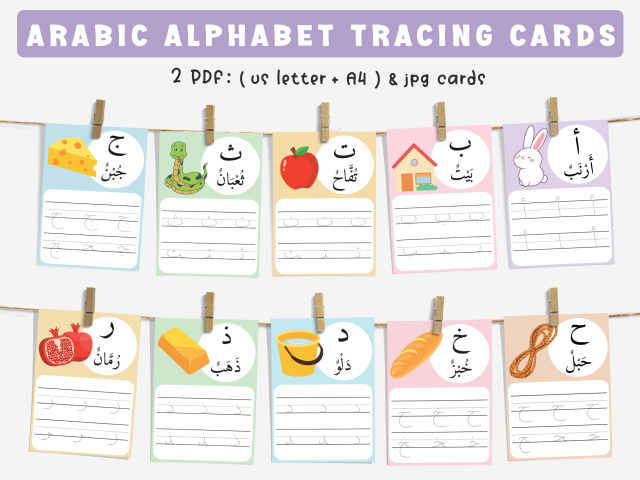 28 Arabic Alphabet Tracing Cards for Comprehensive Letter Practice