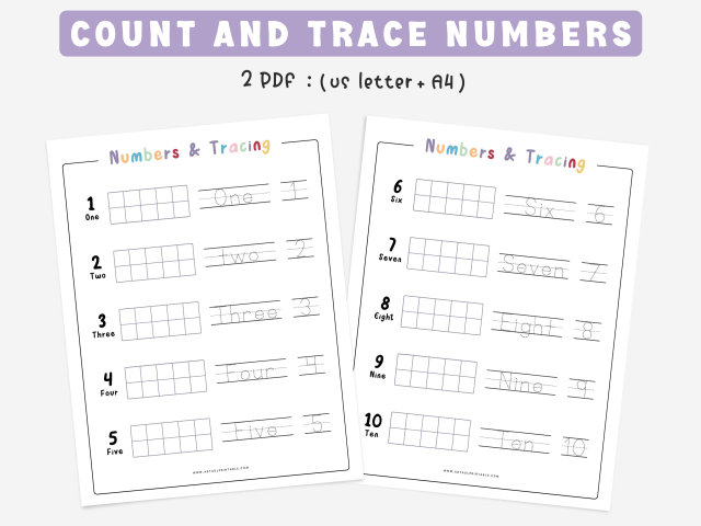 Number Writing Practice Worksheets for Toddlers, Numbers and Counting