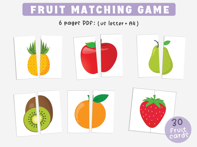 Fruit Matching Game, Toddler Matching Activity, Educational Fun