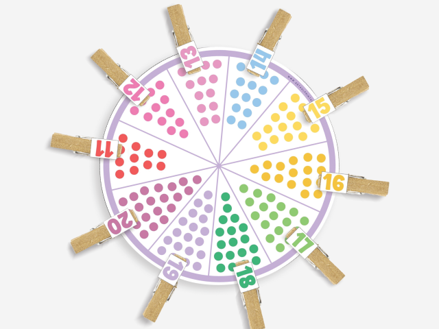 Number 11-20 Matching Game, Educational Printable, Math Wheel - Image 2