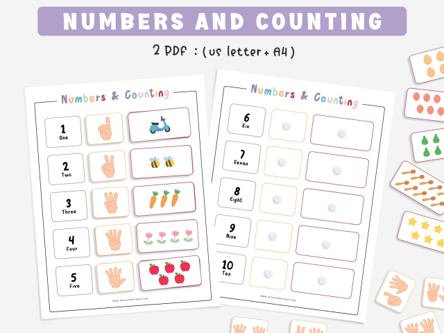 Numbers and Counting, 1 to 10 Number Learning Worksheets, Counting Activity